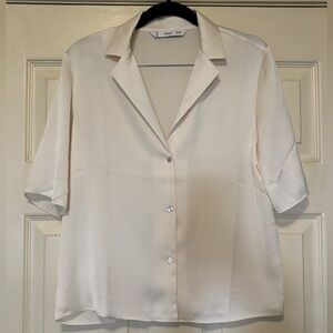 NWOT Mango Satin Short Sleeve Shirt